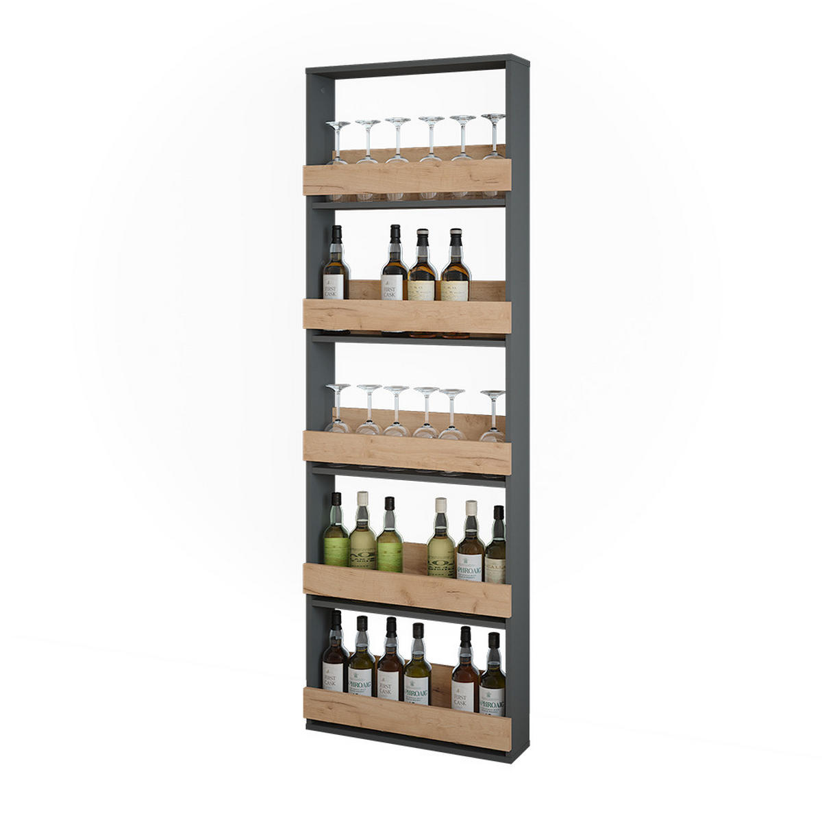 STOJAN NA SKLENIČKY NA VÍNO Repose Zlatý dub power/antracit - medově dubová/antracitová, kompozitní dřevo (60/180/15.1cm) - Vicco