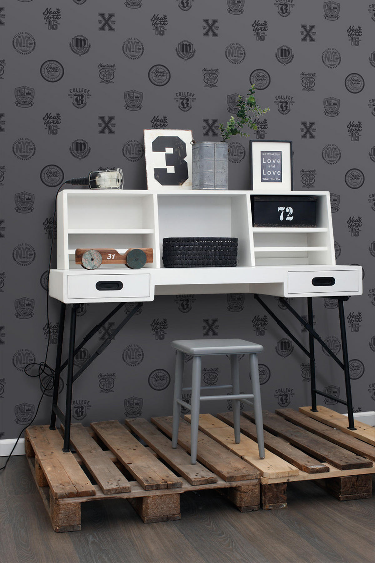 TAPETE Schulembleme 53 cm x 10.05 m - Grau, Papier (53/1000cm) - ESTAhome
