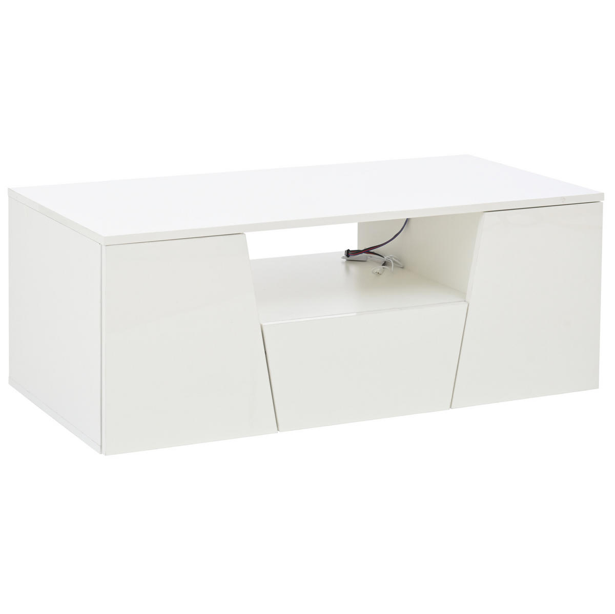 COUCHTISCH aus Spanplatte 100x50x40 cm in Weiß mit LED-Beleuchtung - Weiß, Holzwerkstoff (100/50/40cm) - Modfu