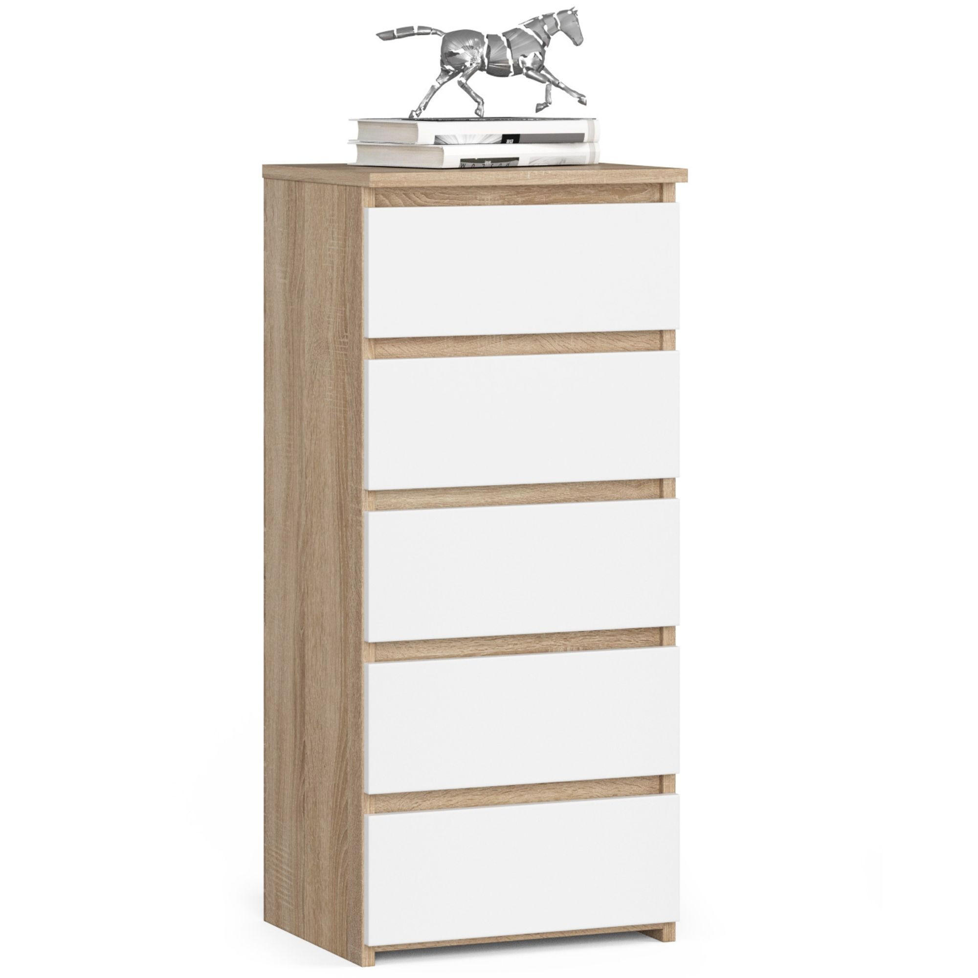 KOMMODE Sonoma Eiche, Weiß 40x35x92 cm - Weiß/Sonoma Eiche, Holzwerkstoff (40/92/35cm) - Akord