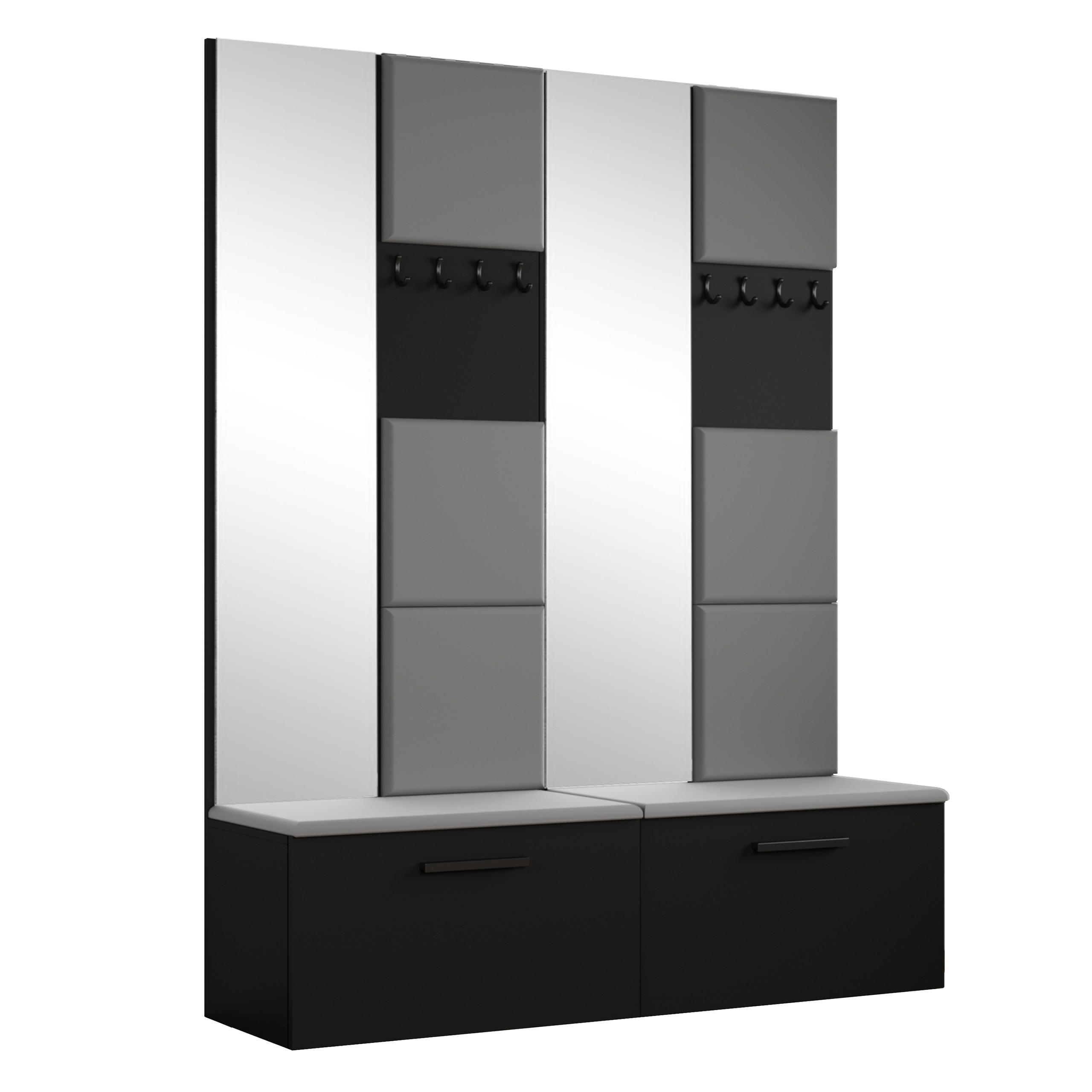 GARDEROBENSCHRANK MODULO 161,2/204/40 cm Modern Garderobe-Set Schwarz - Schwarz/Grau, Holzwerkstoff (161.2/204/40cm) - MASSENO