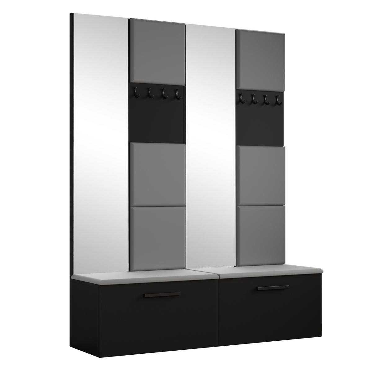 GARDEROBENSCHRANK MODULO 161,2/204/40 cm Modern Garderobe-Set Schwarz - Schwarz/Grau, Holzwerkstoff (161.2/204/40cm) - MASSENO