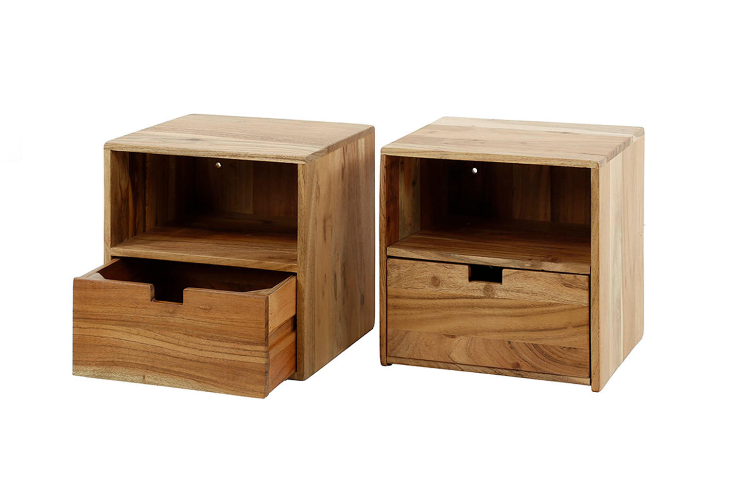 NACHTTISCH FATY 2ER SET Holz Akazie - Braun, Holz (30/30/25cm) - KAWOLA