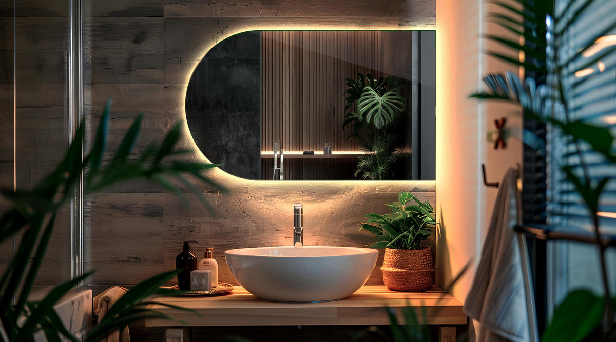 LED SPIEGEL 40 x 70 cm Unregelmäßige Form Neutralweiß 4000K - Transparent, Glas (40/70/0.4cm) - TULUP