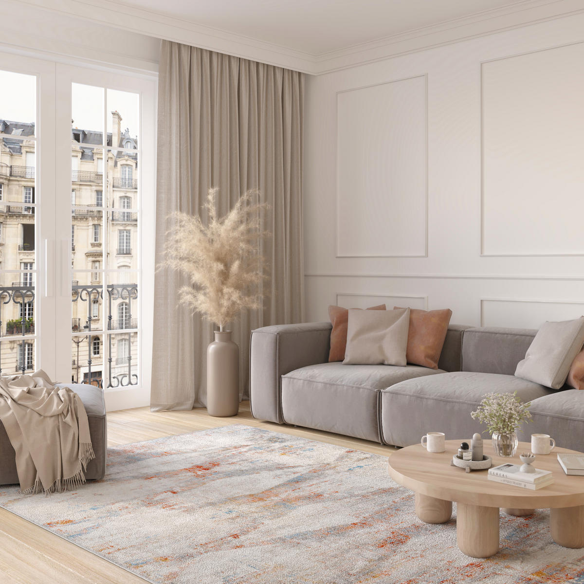 TEPPICH VALLEY Grau Blau 120/170 cm - Blau, Textil (120/170cm) - Tapiso