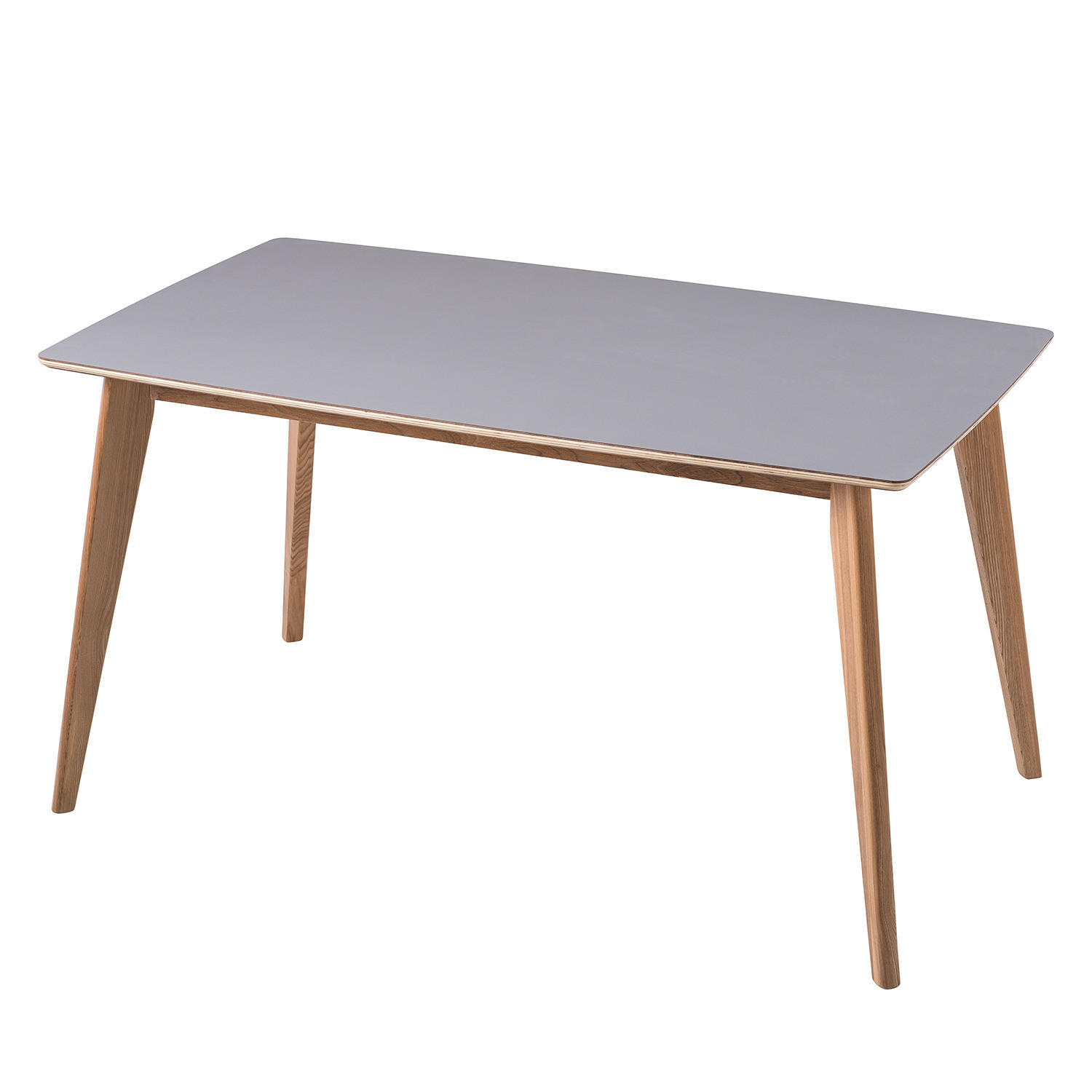 ESSTISCH - Esche teilmassiv, grau - Grau, Holzwerkstoff (80/140/75cm) - home24