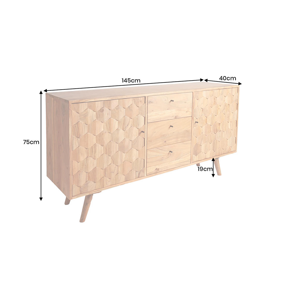 SIDEBOARD MYSTIC LIVING Akazie Natur 145cm - Braun, Holz (145/75/40cm) - riess-ambiente