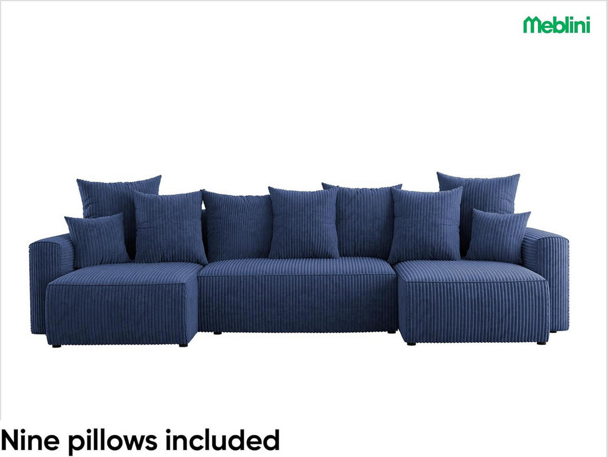 ECKSOFA SOLARIS U - Blau, Holzwerkstoff (312/142cm) - Meblini