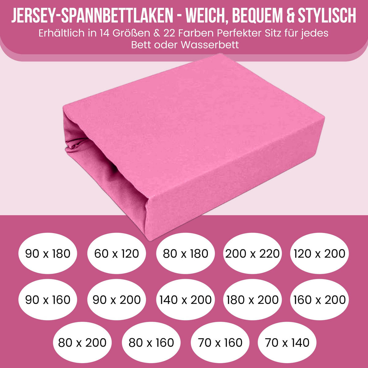 SPANNBETTLAKEN 140/200 cm, Jersey Elastisch 100 % Baumwolle Rosa - Pink, Textil (140/200cm) - Best For Home