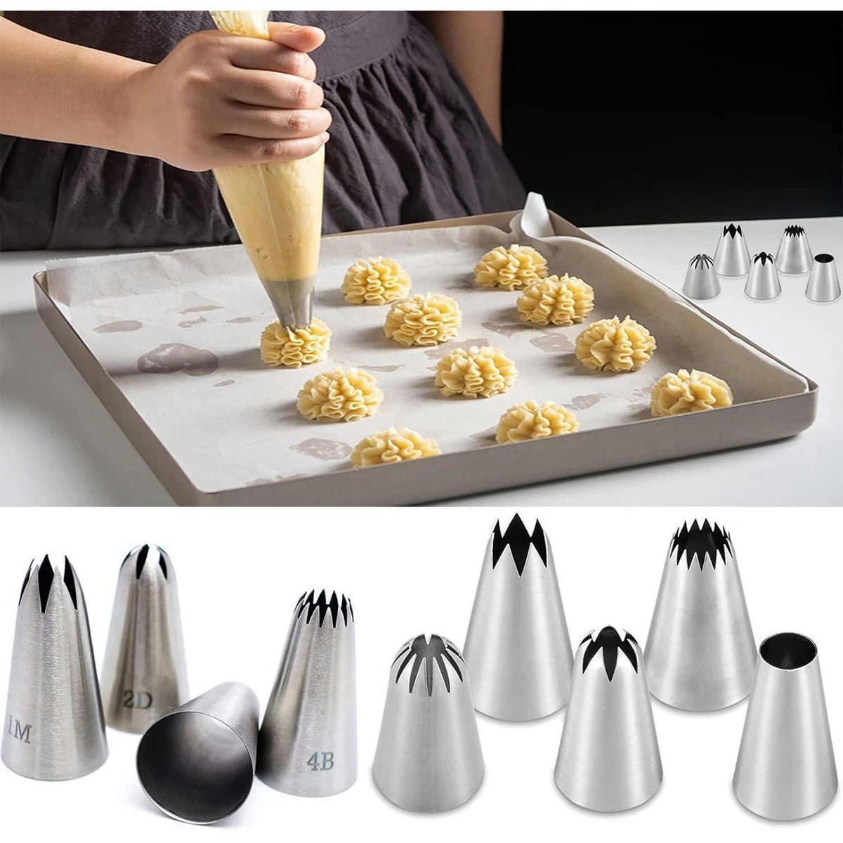 SPRITZTÜLLEN Set 10 Stück Edelstahl - Silberfarben, Metall (3/2/4.7cm)
