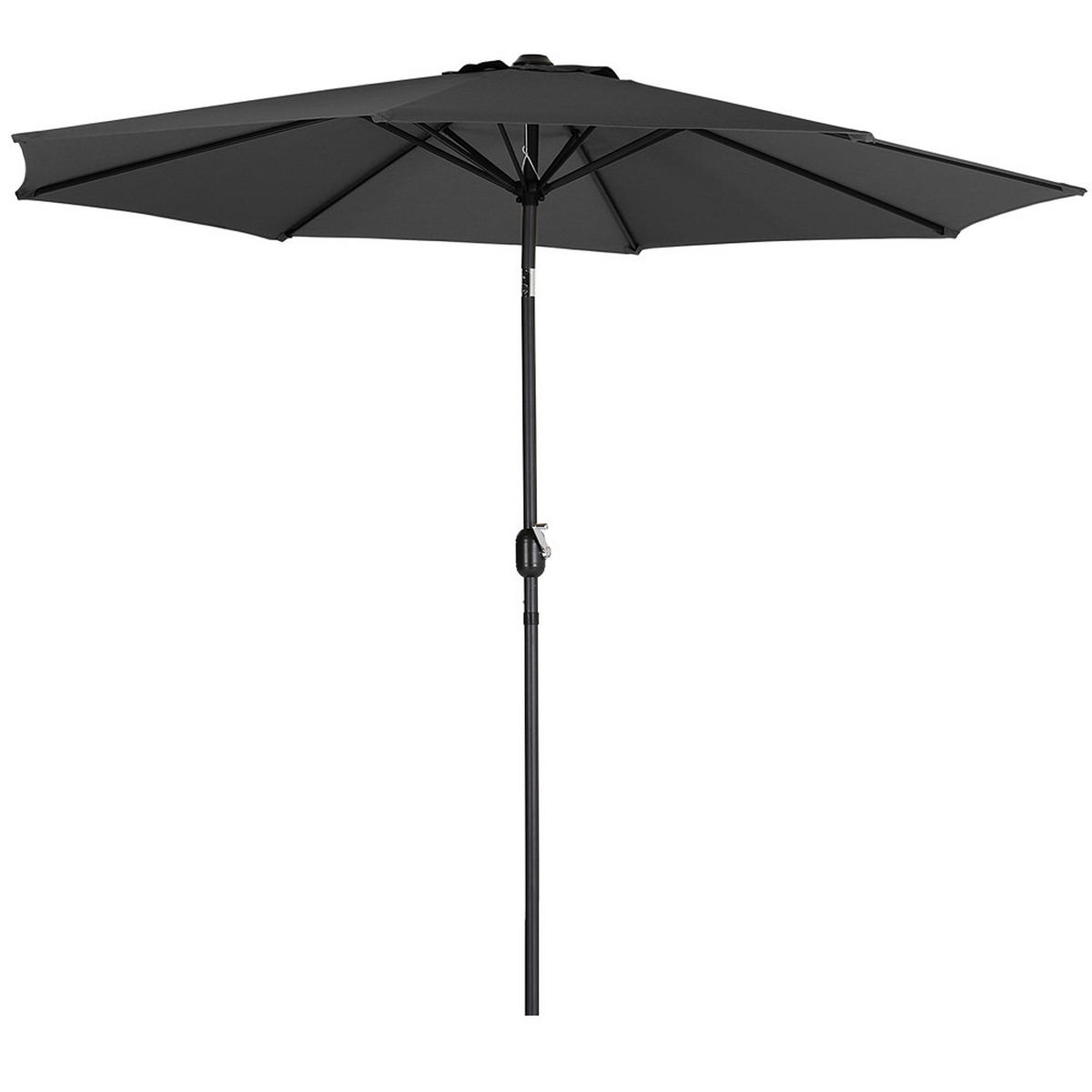 SONNENSCHIRM aus Polyester Metall mit Resin-Sockel Schwarz wetterfest und standfest drehbar 360° neigbar 60° 3 x 2.4m Ø49 × 35 cm - Schwarz, Metall (240/50cm) - Livingandhome