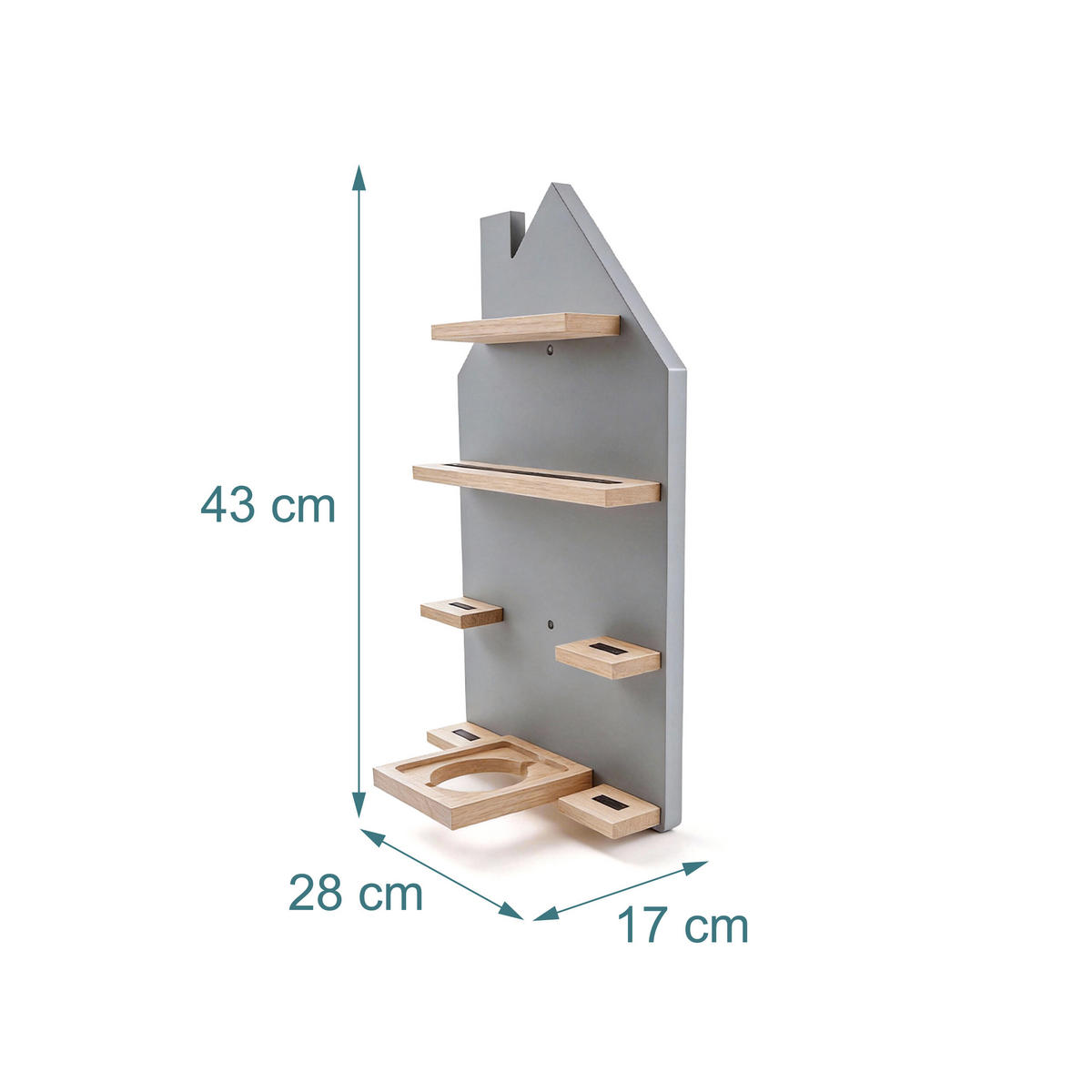 REGAL Grau Hausform für Toniebox 32 Figuren - Grau, Holz/Holzwerkstoff (28/43/17cm) - Relaxdays
