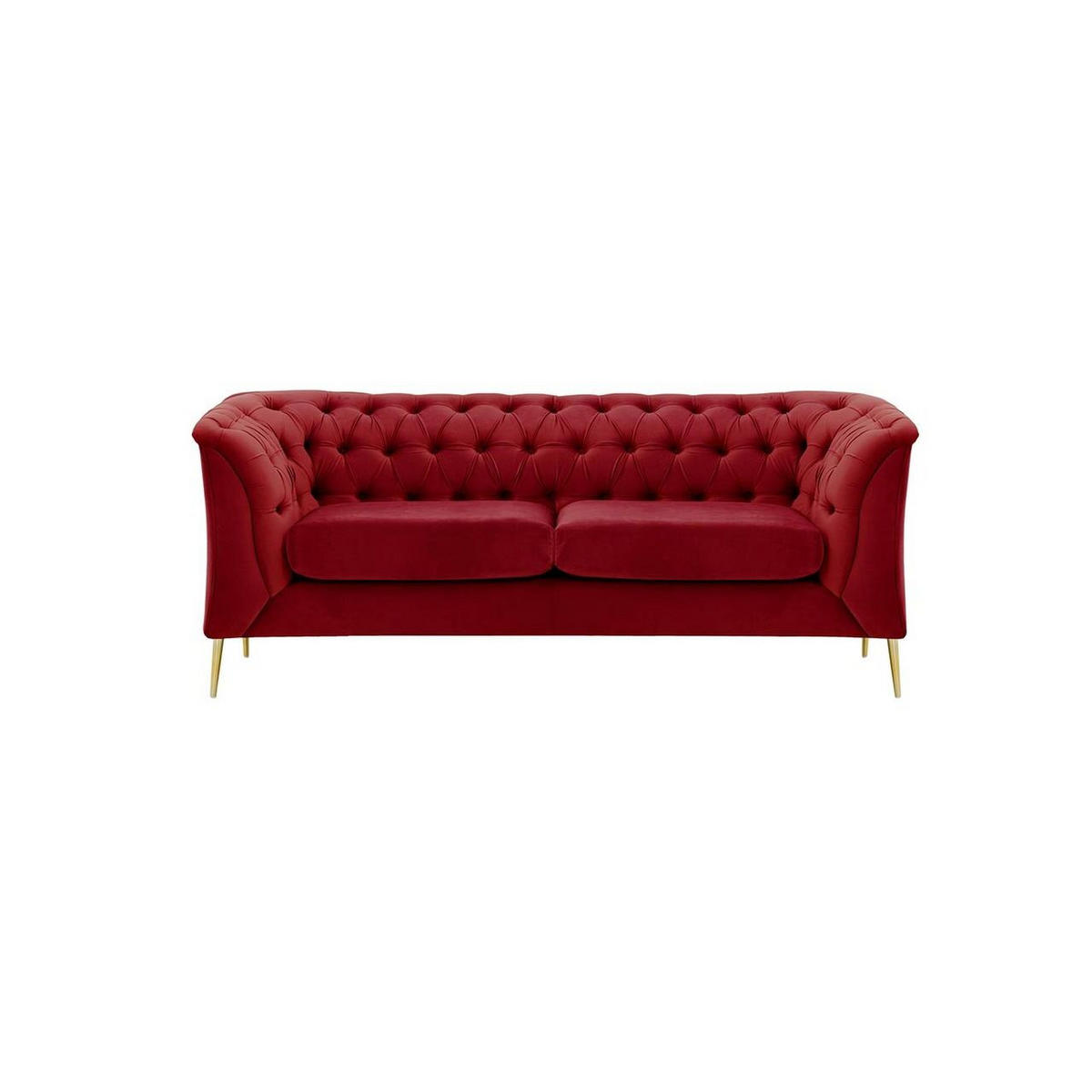ZWEISITZER-SOFA Chesterfield Modern-Velluto 7 - Rot, Holz/Textil (183/74/80cm)