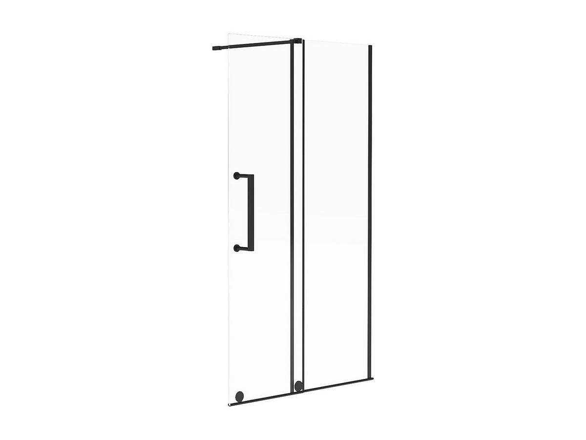DUSCHTRENNWAND Seitenwand Schiebetür italienische Dusche - 120 x 200 cm - Metall - YOREM - Schwarz, Metall (120/200cm) - Vente-Unique
