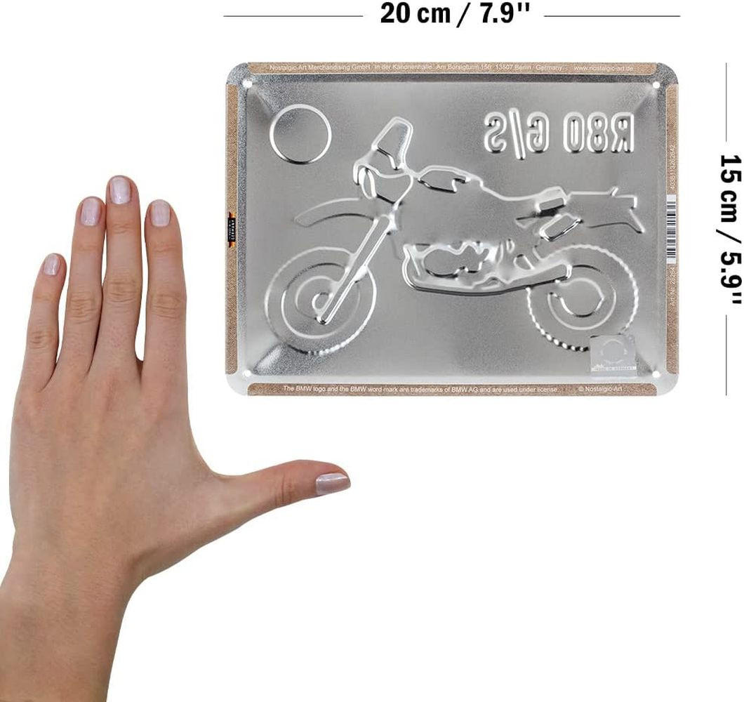 BLECHSCHILD 15/20 cm BMW BMW R 80 G/S Paris Dakar - Multicolor, Metall (20/15/0.5cm) - Nostalgic-Art
