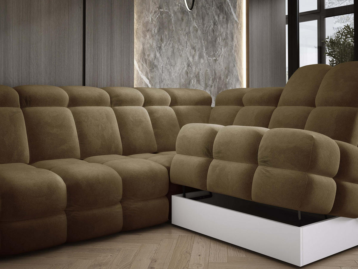 ECKSOFA TOLLO Salvador-stoff L-form 302x217x105 cm olivgrün - Olivgrün, Holz/Textil (217/302cm) - DomoHome