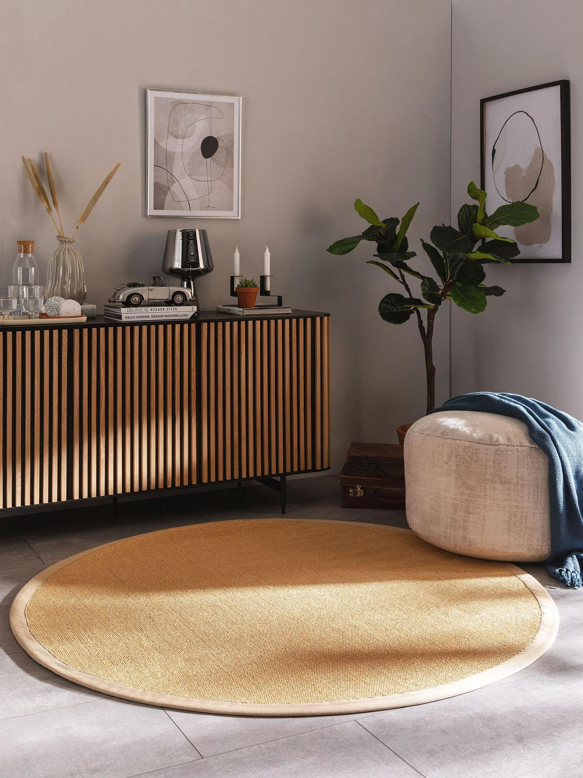 SISALTEPPICH Sana Beige ø 150 cm rund - Beige, Naturmaterialen/Kunststoff (150/1cm) - KUNSTLOFT