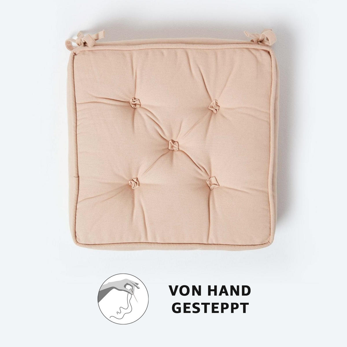 SITZKISSEN beige 40/40/10 cm – Stuhlkissen Baumwolle - Beige, Textil (40/40/10cm) - Homescapes