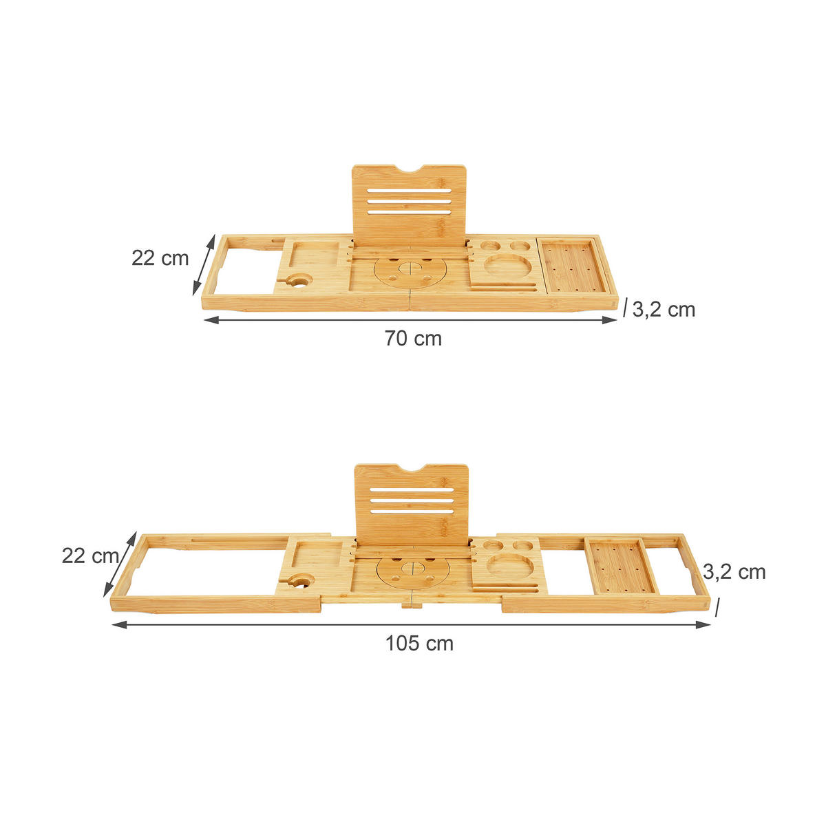 BADEWANNENABLAGE - Hellbraun, Holz (105/3.5/22cm) - Relaxdays