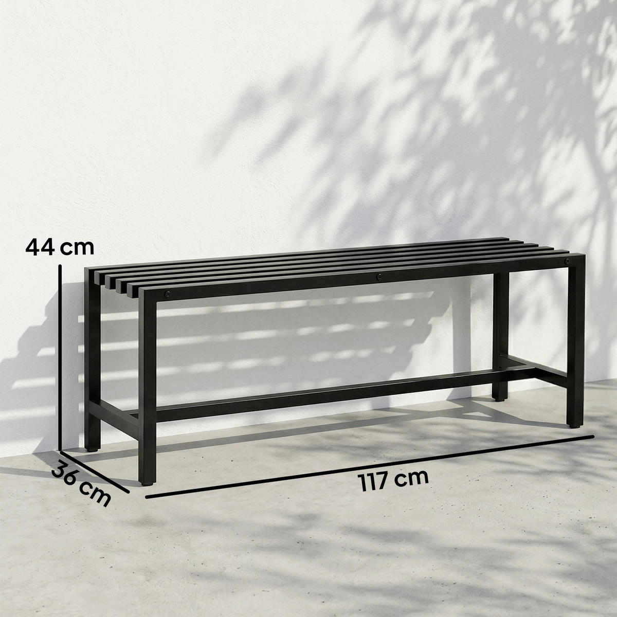 GARTENBANK DE-17797 2 Sitzer aus verzinktem Stahl mit Lattenrost Schwarz - Schwarz, Metall (117/44/36cm) - ComfortXL