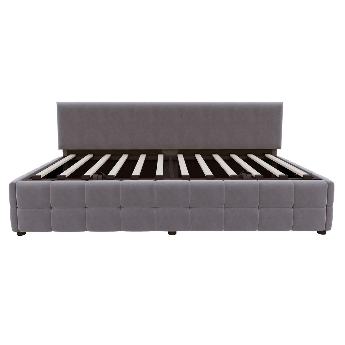 POLSTERBETT 90/200 cm Dunkelgrau mit hydraulischem Stauraum - Grau, Textil (90/200cm) - OKWISH