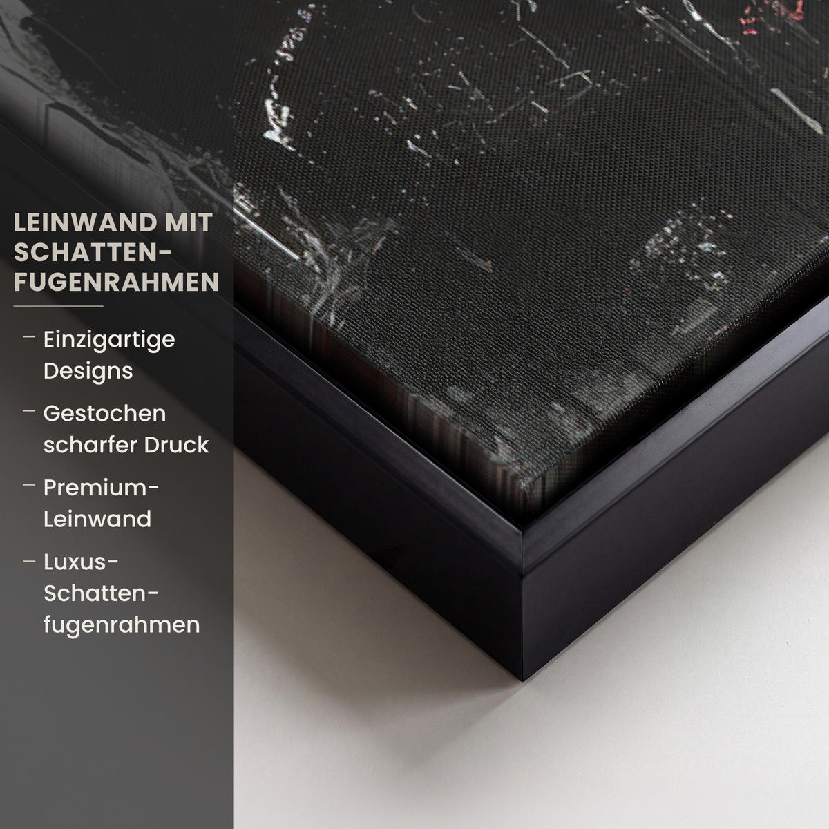 LEINWAND Bilder mit Rahmen - Malerei - Figuren - Schwarz - Abstrakt - 40x60 - Schwarz, Textil (40/60cm) - MuchoWow