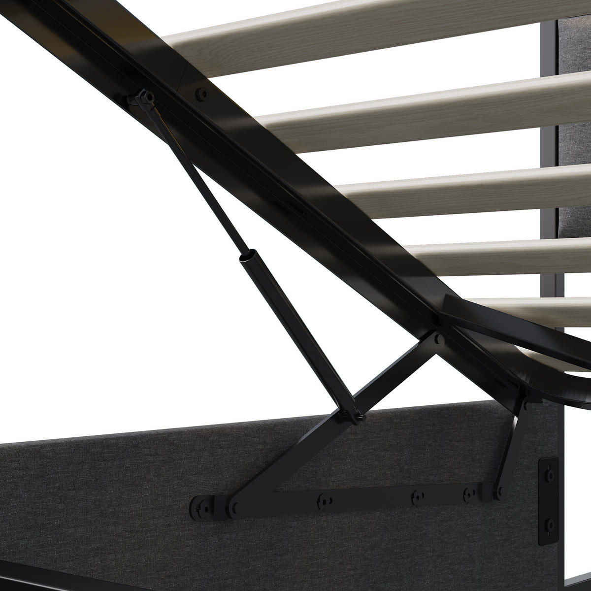 POLSTERBETT 140x190 cm, Stauraumbett mit LED-Beleuchtung, Grau - Grau, Metall (140/190cm)