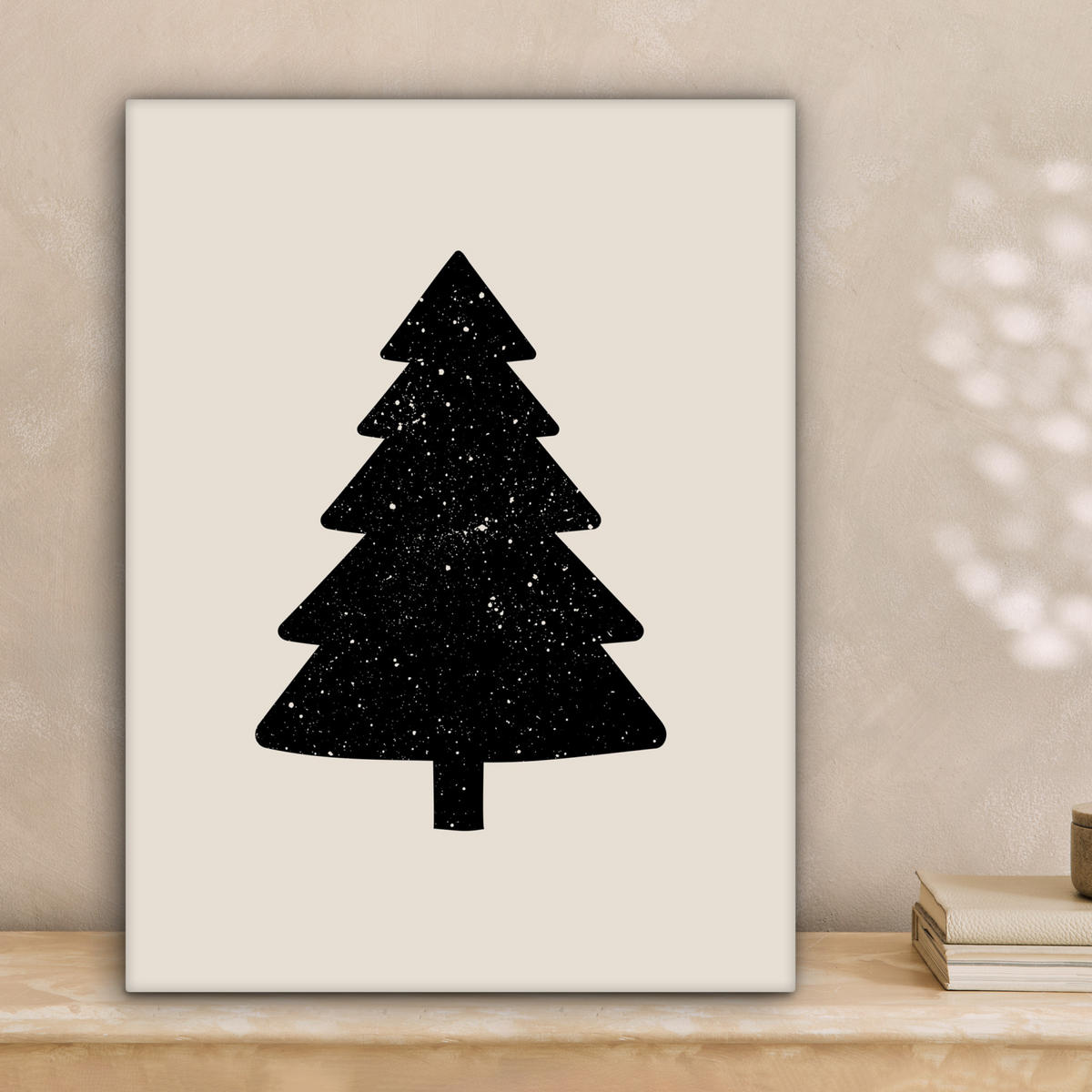 LEINWANDBILD Weihnachtsbaum - Schwarz - Urlaub - Beige 30x40 cm - Schwarz, Textil (30/40cm) - MuchoWow