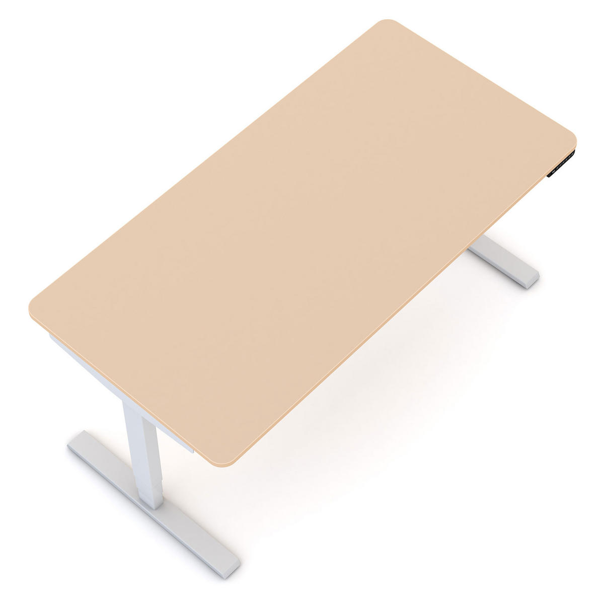 SCHREIBTISCH Elektrisch höhenverstellbarer Schreibtisch Y-Line Curved Kiesel Signalweiß 180/80/62-127cm - Beige/Weiß, Holzwerkstoff/Metall (80/180/127cm) - ASSMANN