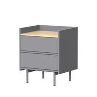 NACHTTISCH Velina Grau/Eiche 48 x 58 cm mit 2 Schubladen - Eichefarben/Grau, Holzwerkstoff (48/58/40cm) - Vicco