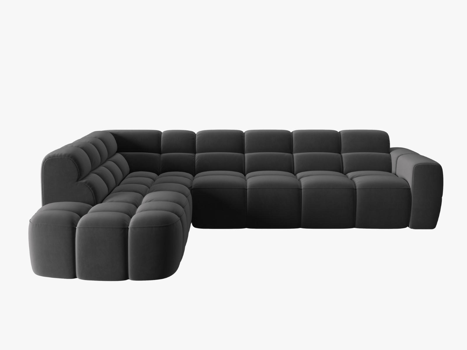 ECKSOFA links Lisa aus Samt dunkelgrau 5 Sitzplätze - Dunkelgrau, Textil (234/293cm) - Micadoni