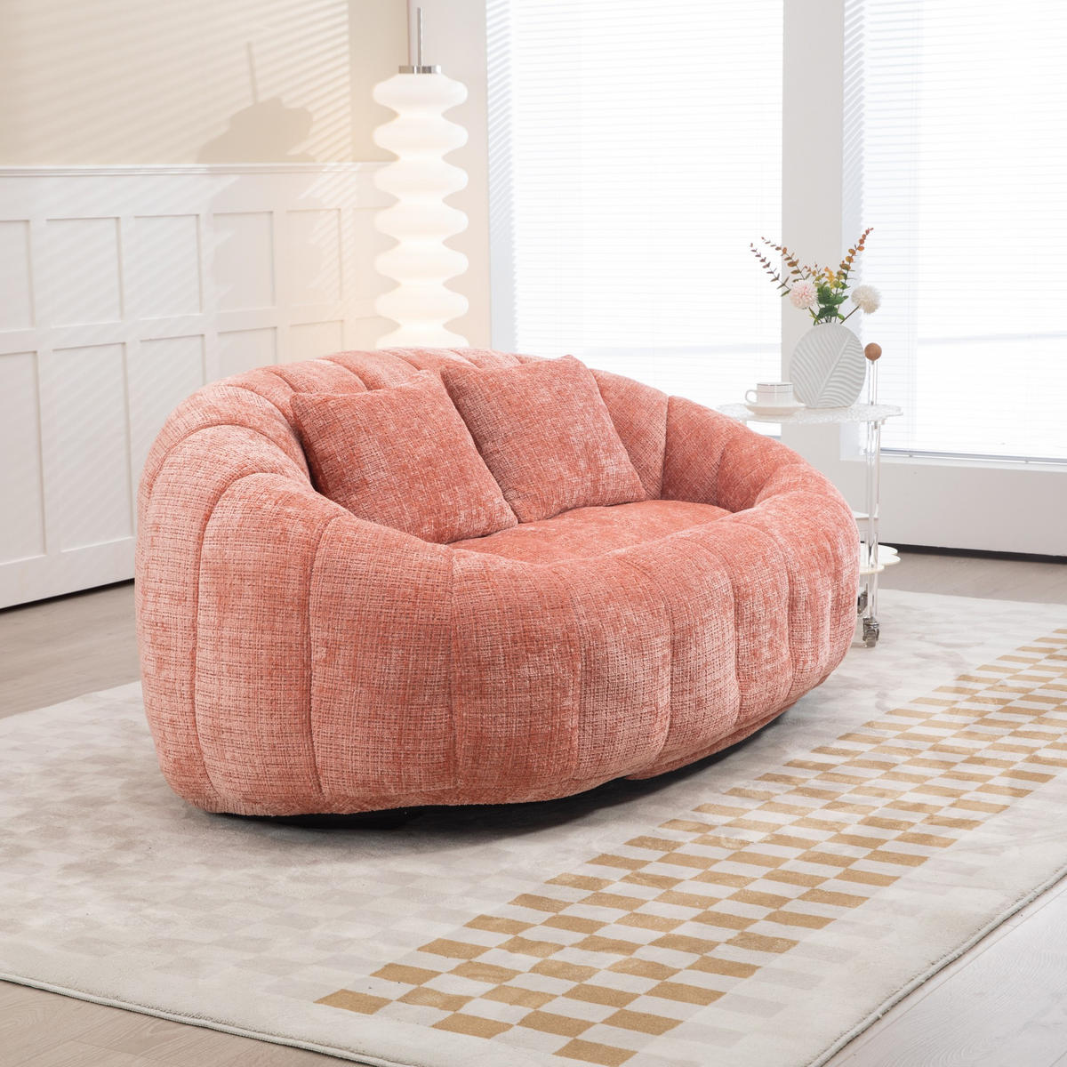SITZSACK Chenille, Sofa mit 2 Kopfkissen,XXL Lounge-Sofa,Rosa - Rosa, Textil (145/63/95cm) - LVHOM