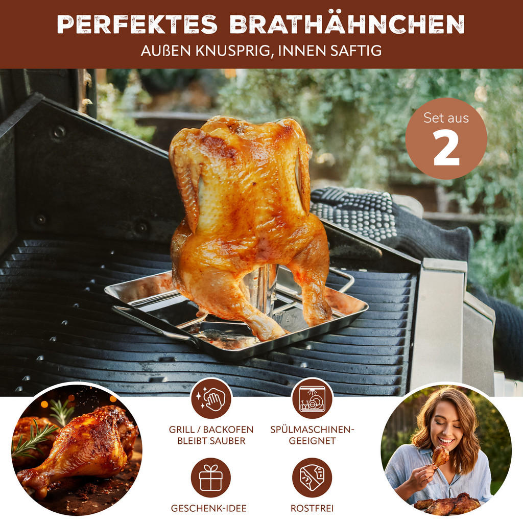 Thumbnail - bremermann Hähnchenbräter, Edelstahl, Metall, 24.5x13.5x18.5 cm, Grills & Outdoor-Küchen, Grillzubehör