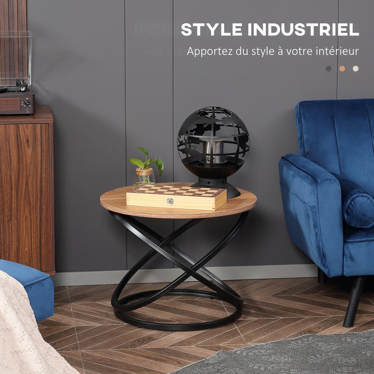 COUCHTISCH DE-15745 rund Holz - Braun, Holzwerkstoff (60/60/46cm) - ComfortXL