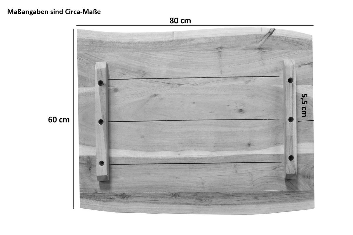 TISCHPLATTE CURT - Braun/Naturfarben, Akazienholz/Holz (60/80/3cm) - SAM