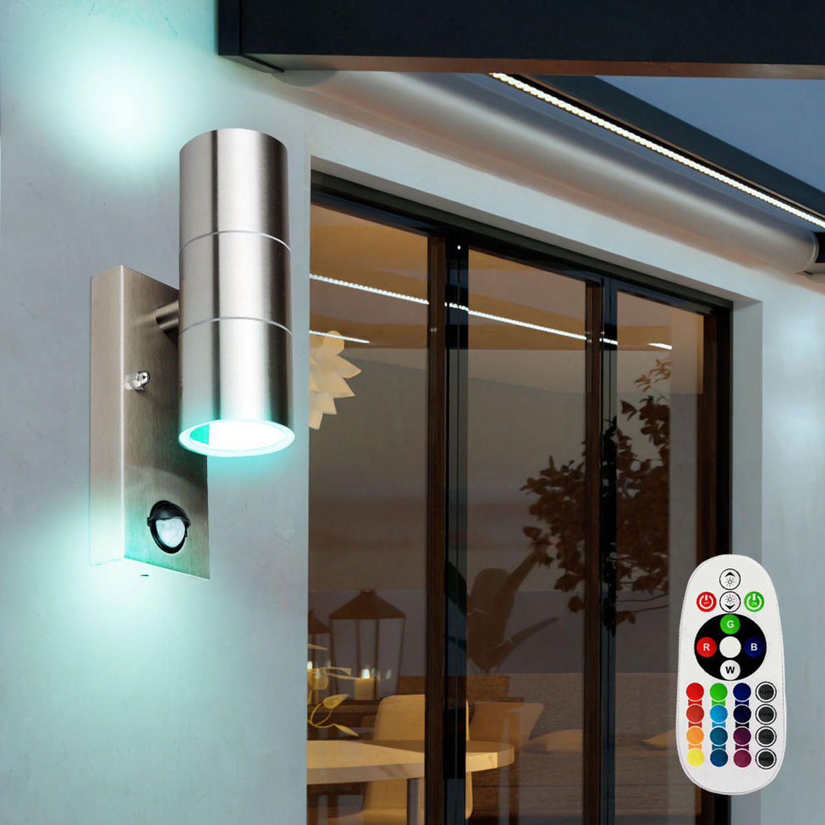 RGB LED AUSSEN-WANDLEUCHTE Edelstahl Silber - Silberfarben, Glas (6.7/22/11cm)