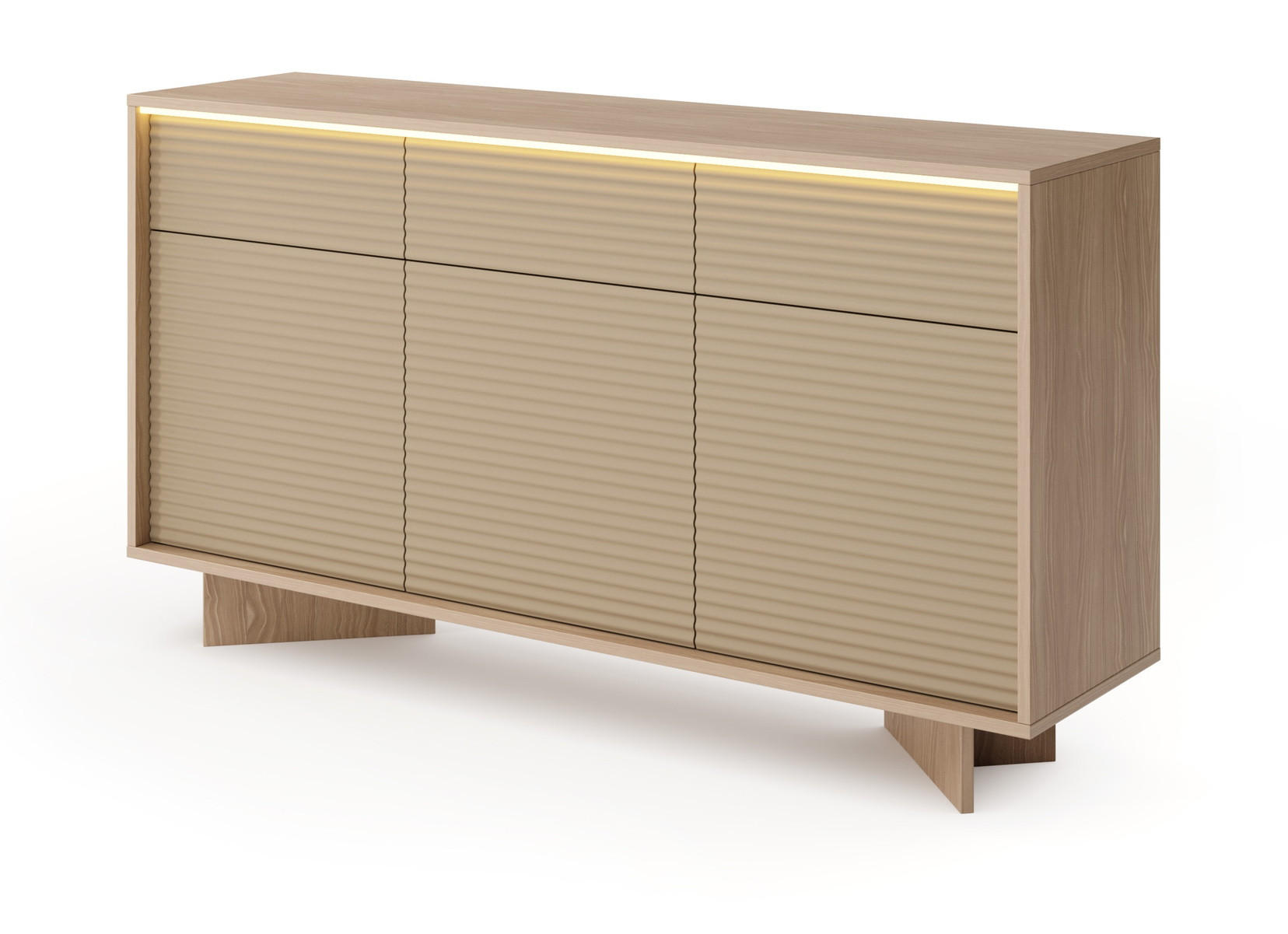 SIDEBOARD mit Schubladen Spirit 154 cm, 3 Türen, Cappuccino - Eichefarben/Cappuccino, Holz (154/84/40cm) - Emporius