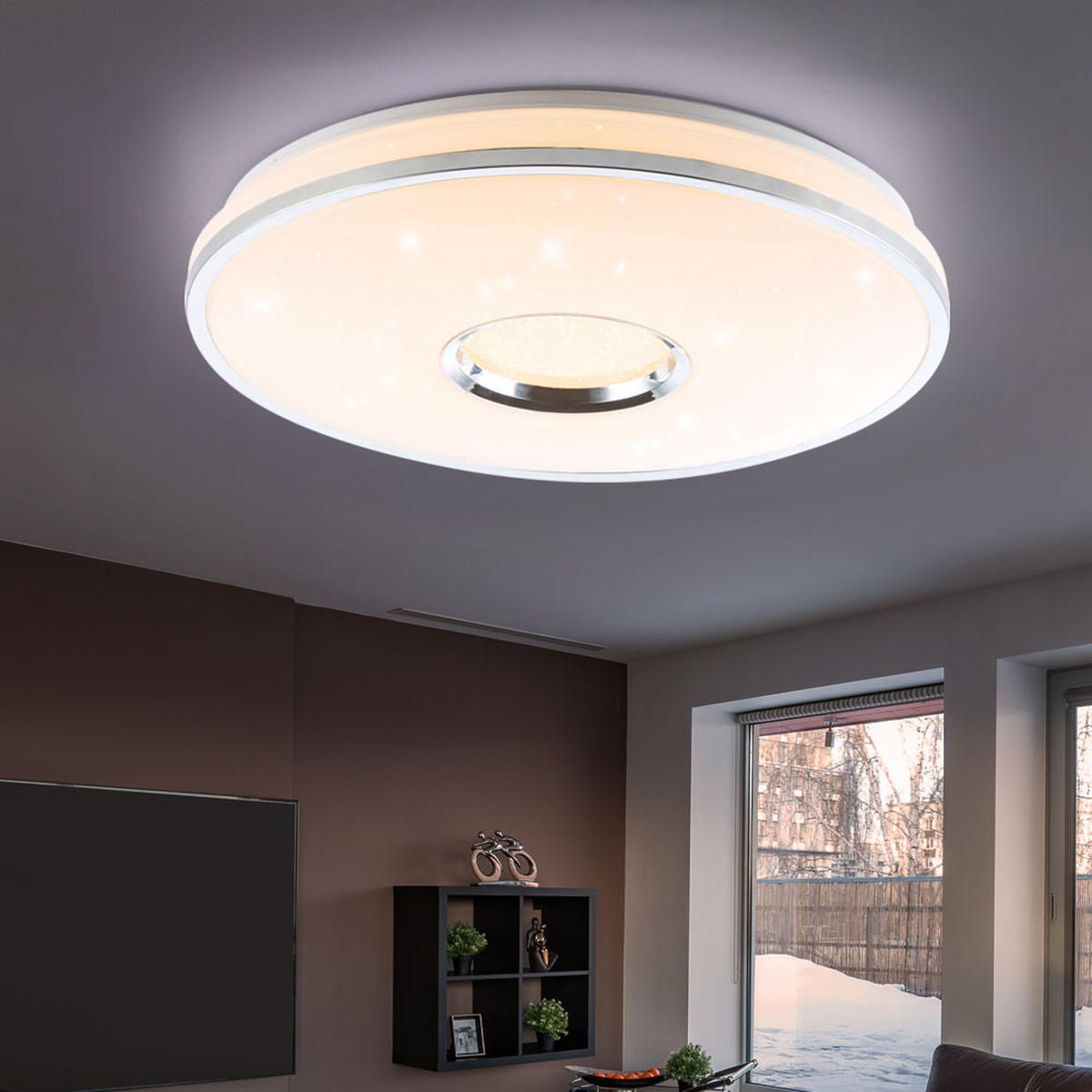LED DECKENLEUCHTE Metall Weiß Chrom - Weiß, Kunststoff/Metall (49/49/7.8cm) - Globo Lighting
