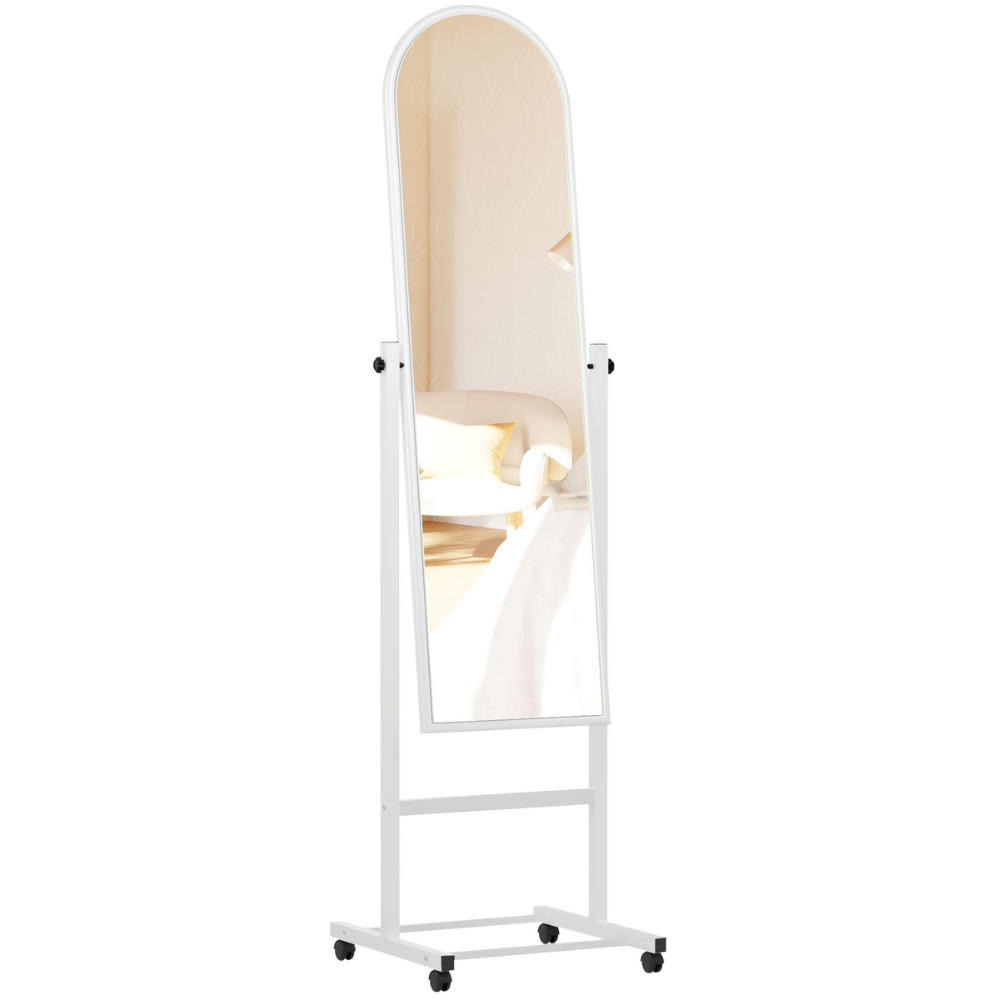 STANDSPIEGEL Verona Holz Weiß Mobiler Ganzkörperspiegel - Weiß, Holz (39/151/39cm) - DELUKE