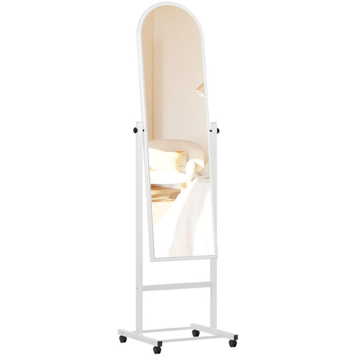 STANDSPIEGEL Verona Holz Weiß Mobiler Ganzkörperspiegel - Weiß, Holz (39/151/39cm) - DELUKE