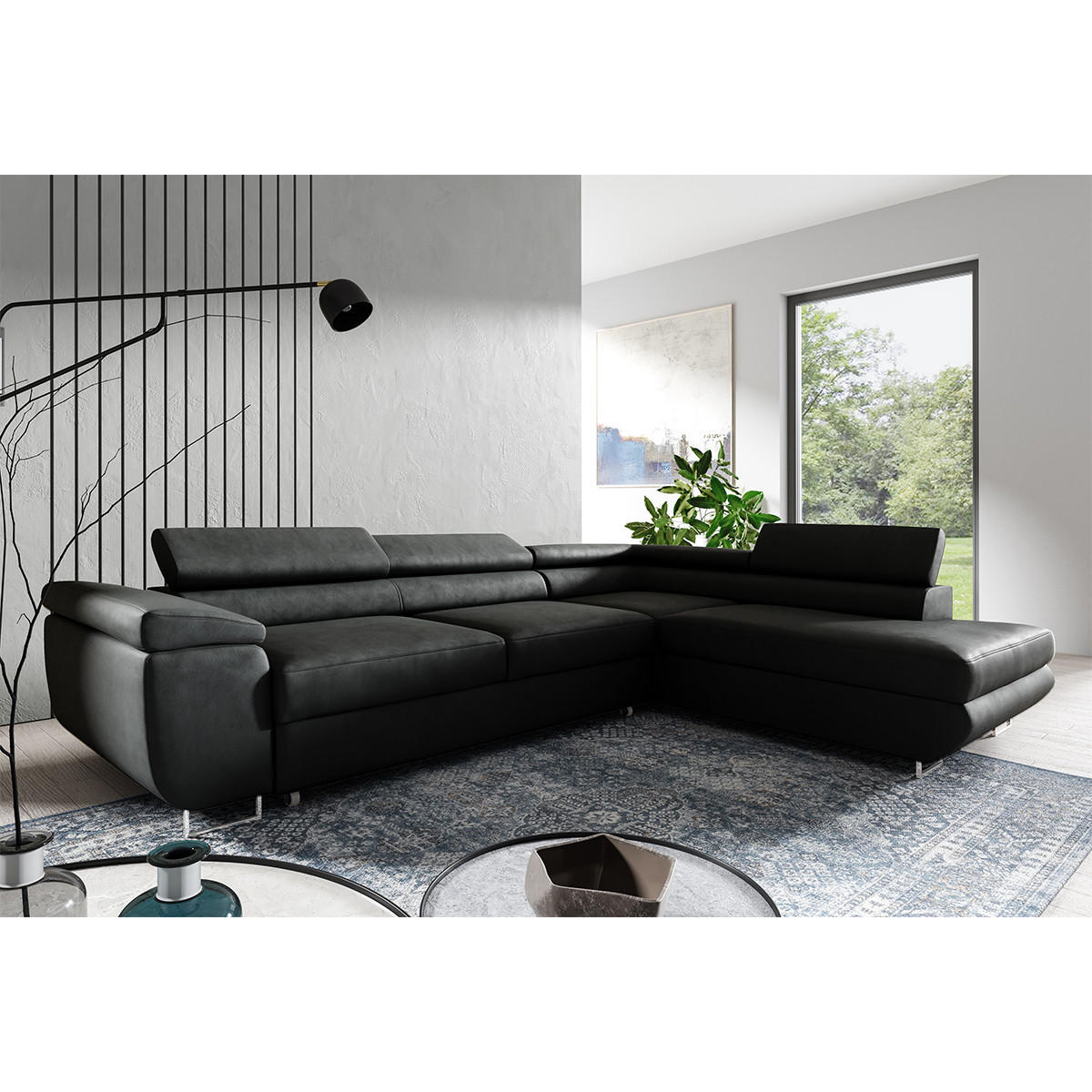 ECKSOFA Lyam 4 Sitzplätze Schwarz - Schwarz, Holzwerkstoff (271/201cm) - Petits-meubles