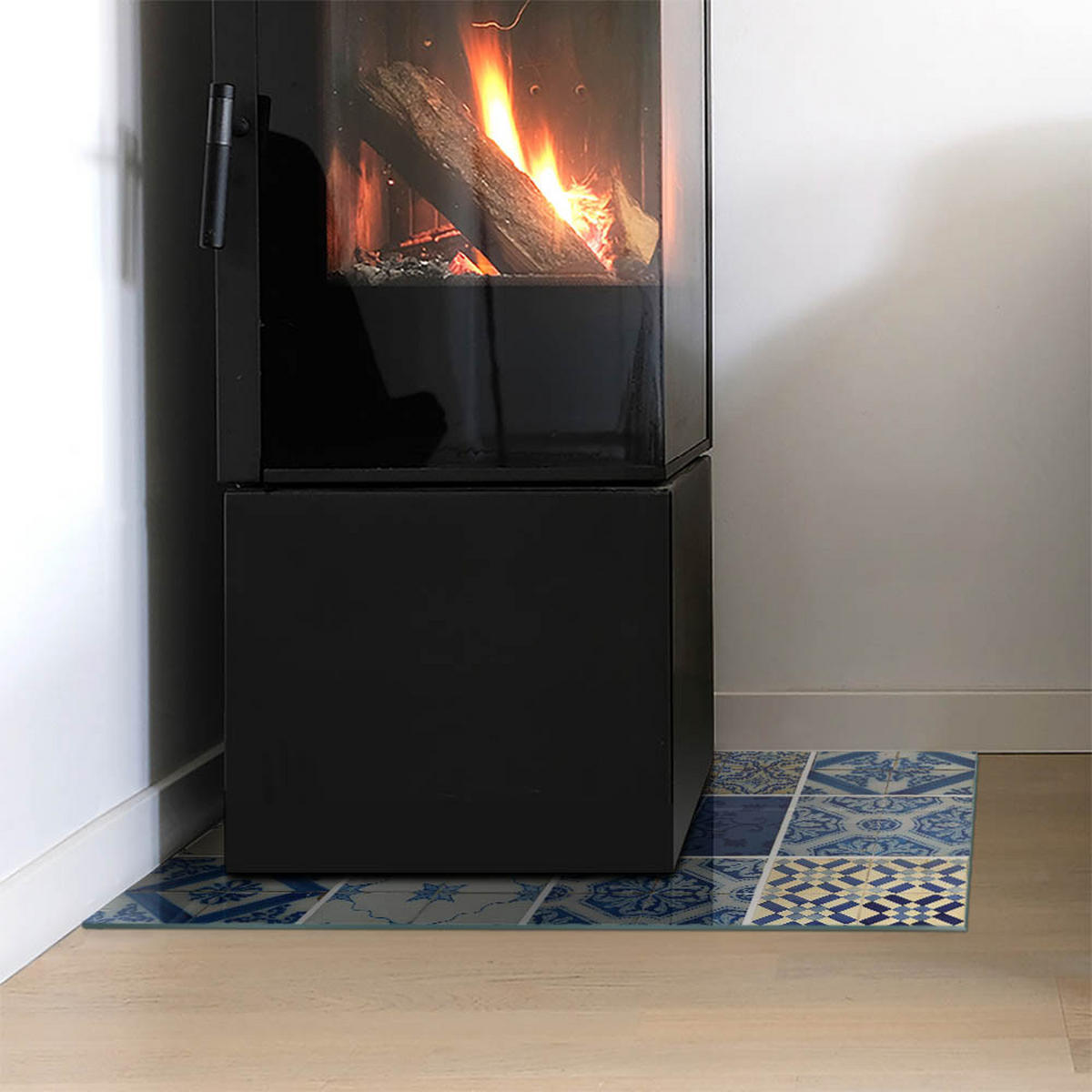 GLASPLATTE für Kamin 60x40 cm - Blau, Glas (60/40/0.4cm) - TULUP