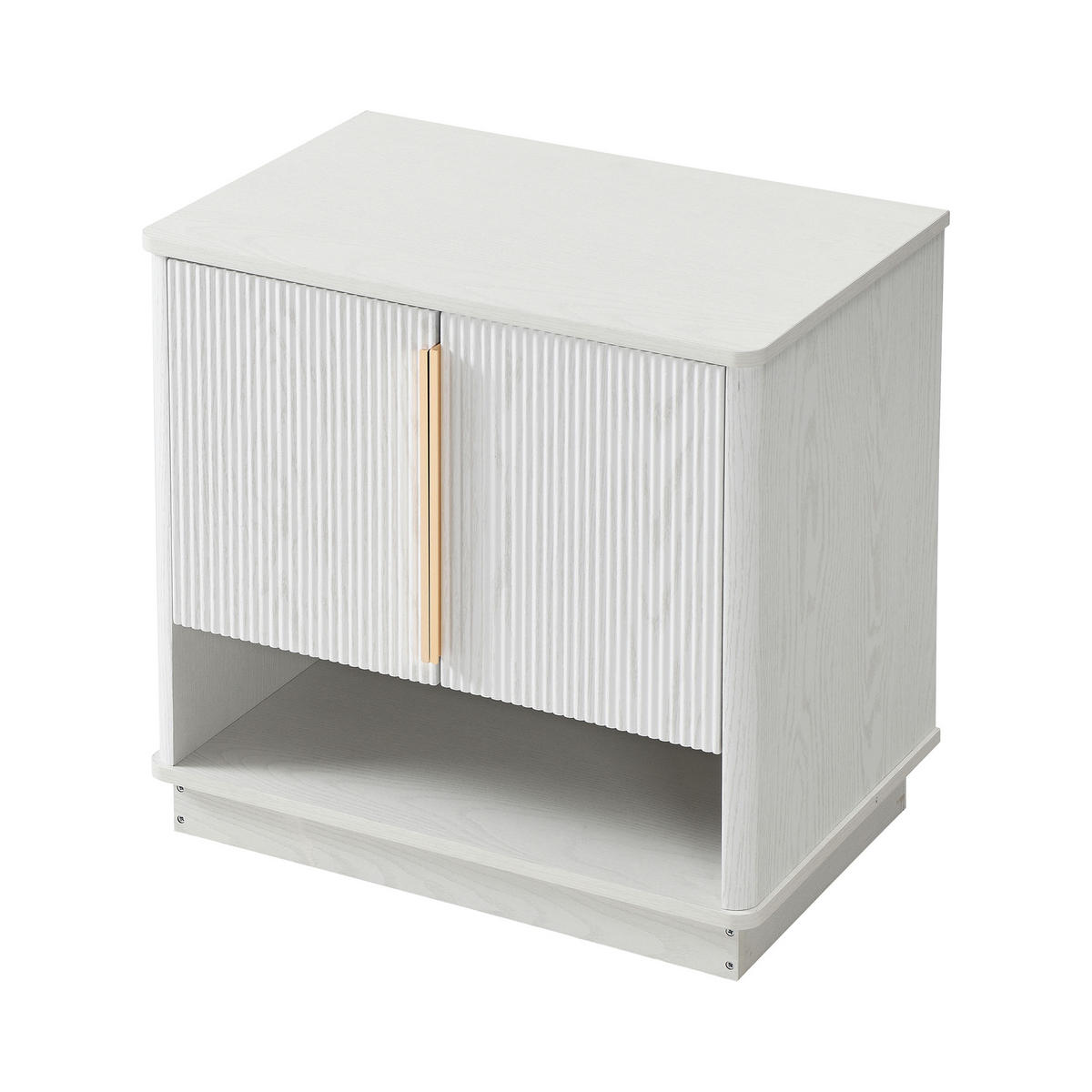 SCHUHSCHRANK 60/40/61 cm Weiß in Holzoptik aus MDF mit 2 Türen und offenem Fach - Weiß, Holzwerkstoff (60/61/40cm) - OKWISH