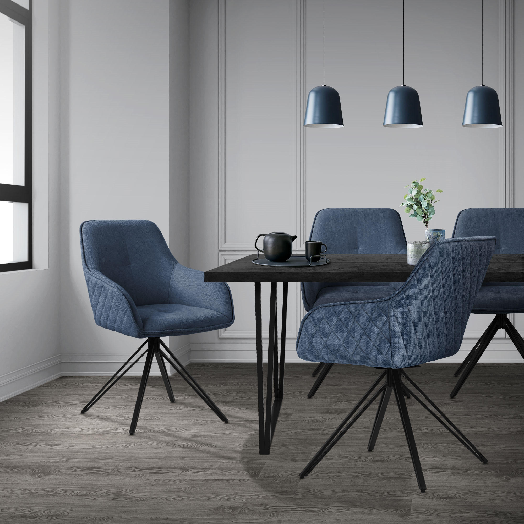 ESSZIMMERSTUHL 6er Set blau - Blau, Textil (61/84.5/57cm) - ML-DESIGN