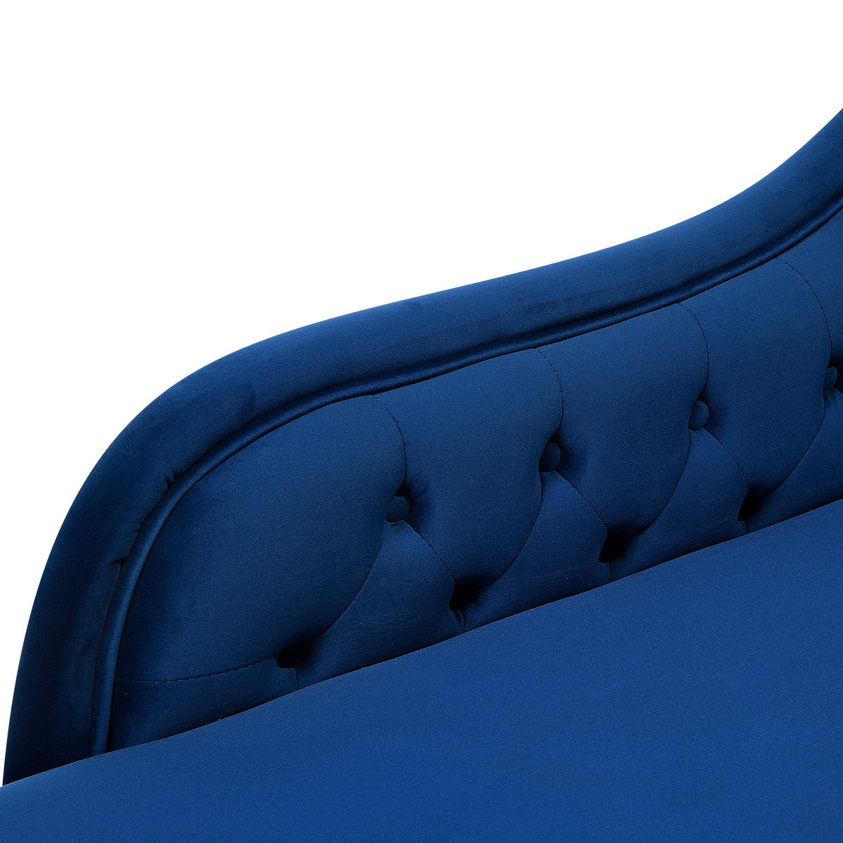 CHAISELONGUE Samtstoff blau rechtsseitig Nimes - Blau/Dunkelbraun, Textil (170/79/61cm) - Beliani