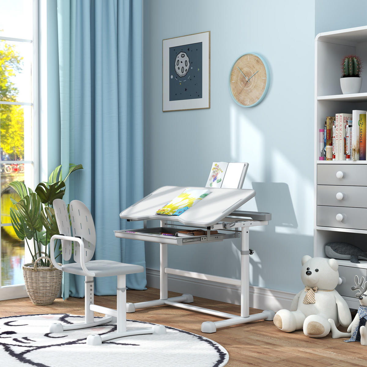 SCHREIBTISCH-SET DE-17528 Grau - Grau, Kunststoff (80/102/50cm) - ComfortXL