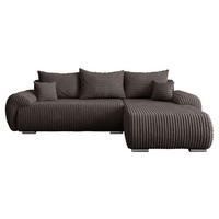 ECKSOFA Ubo L Cord, Seite: Rechts - Silberfarben/Braun, Holz/Kunststoff (282/187cm) - MIRJAN24
