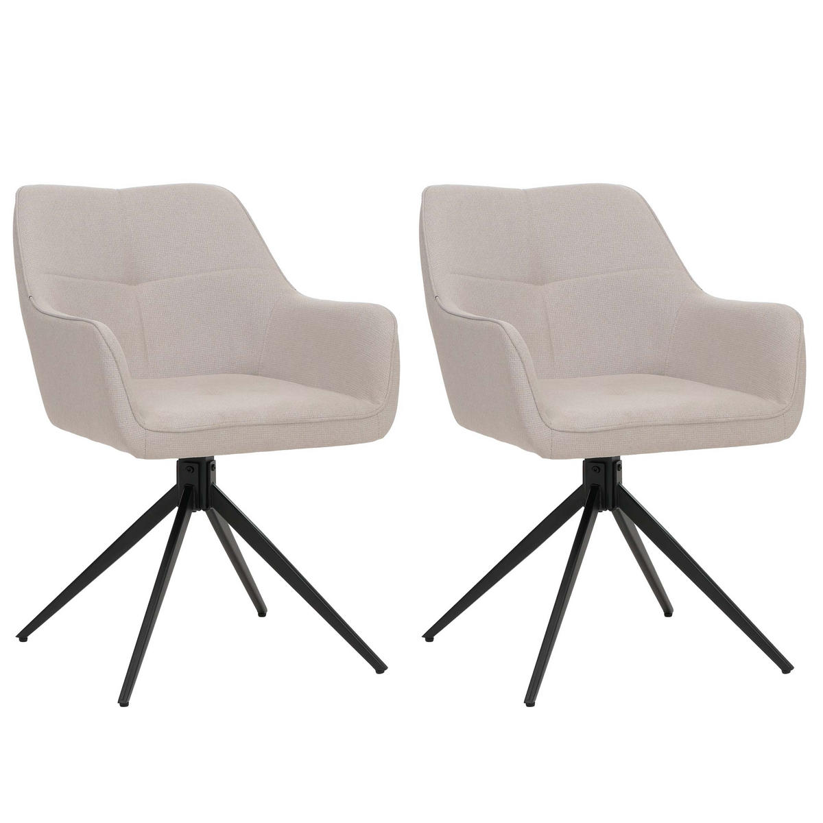 JÍDELNÍ ŽIDLE Černá, krémově bílá, sada 2 ks - bílá/černá, textil (53/80/59cm) - MCW