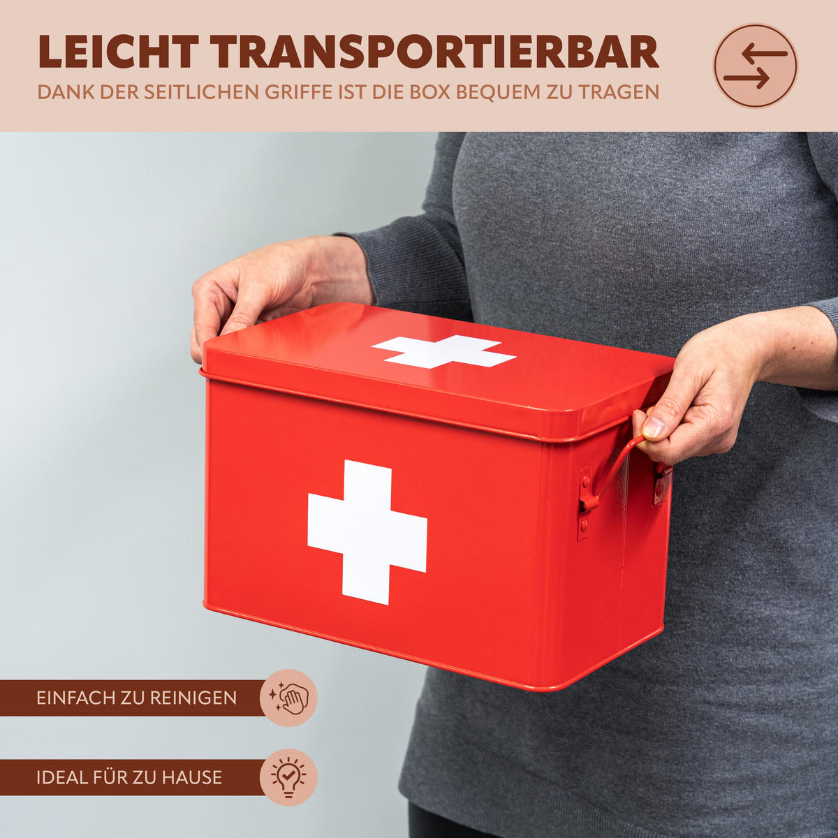 MEDIZINBOX, rot, Metall - Rot, Metall (32.5/20.5/20cm) - eluno