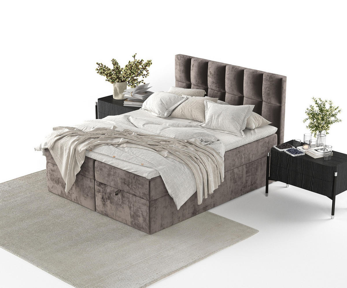 BOXBETT Essence Braun 180/200 cm - Schwarz/Braun, Holz/Holzwerkstoff (180/200cm) - Maison de Reve